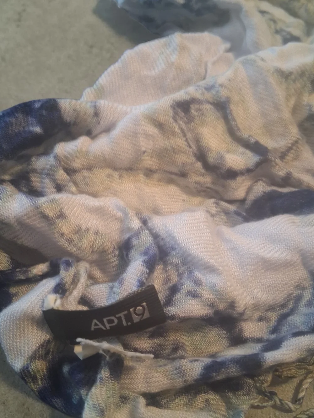 Apt. 9 White and BlueTie-Dye Fringe Scarf